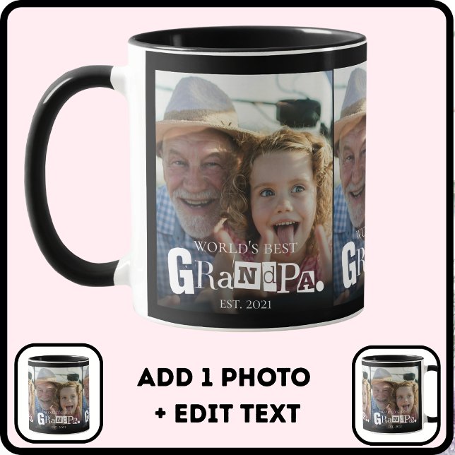 Mug Cadeau Photo Meilleur Papi au Monde Année de Créat (Créateur téléchargé)
