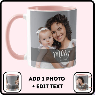 Mug Cadeau Photo pour Nouvelle Maman Établie par Maman