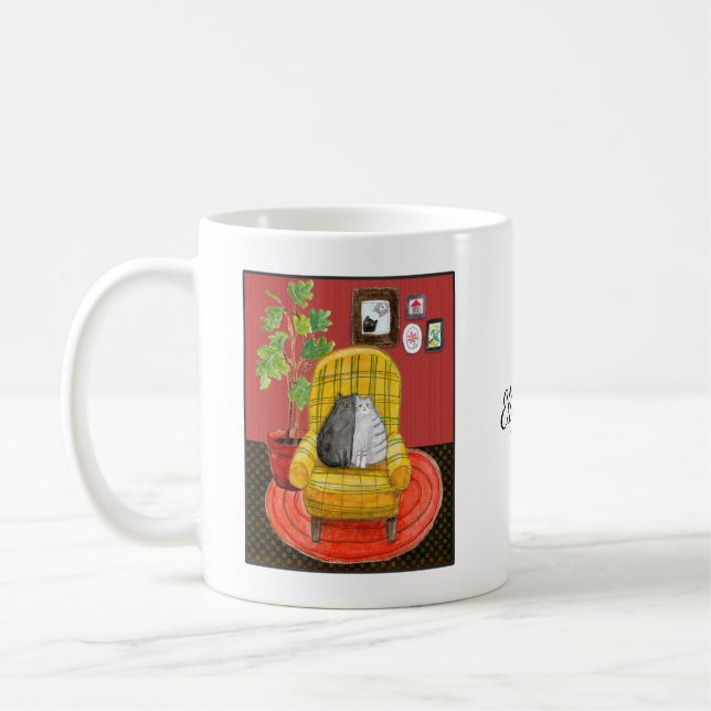 Mug Cadeau pour amateur de chat noir câlin et de chat  (Gauche)
