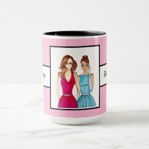 Mug Cadeau pour Bridesmaids Pink Ringer 15oz