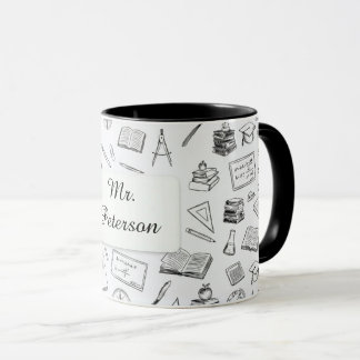 Mug Cadeau pour enseignant noir et blanc Science Mathé
