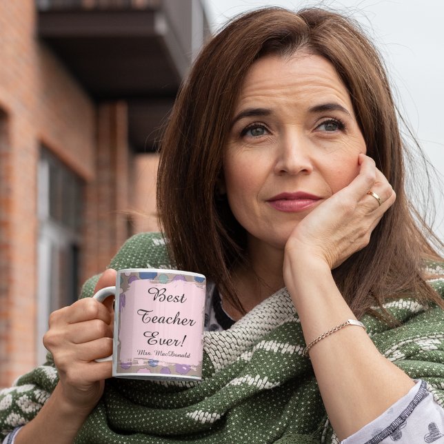 Mug Cadeau pour la meilleure enseignante avec des pois (Créateur téléchargé)