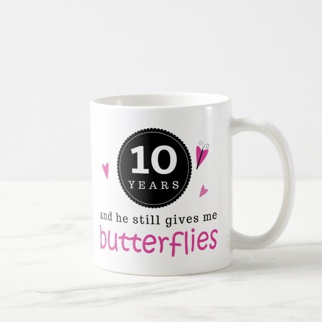 Mug Cadeau pour le 10ème papillon d'anniversaire de (Droite)