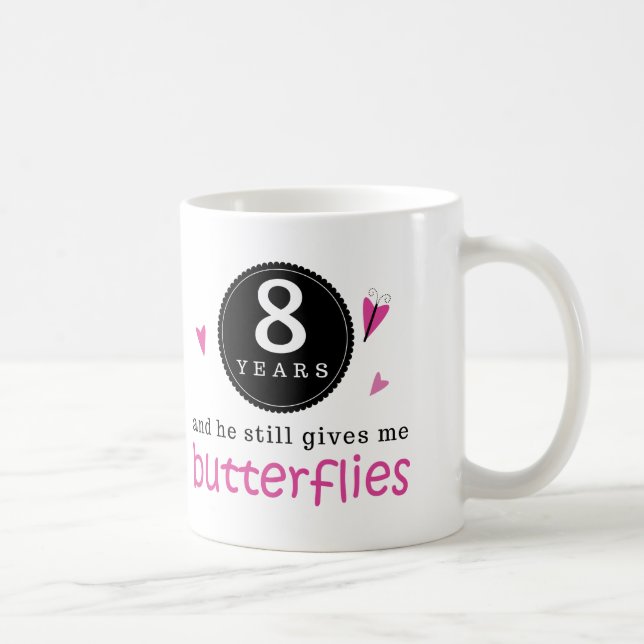 Mug Cadeau pour le 8ème papillon d'anniversaire de (Droite)