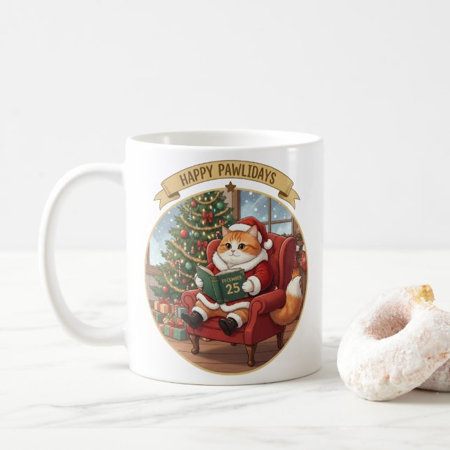 Mug Cadeau pour les amoureux des chats pour Noël (Avec donut)
