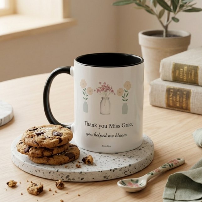 Mug Cadeau pour les enseignants Merci Fleurir Café Min (Créateur téléchargé)