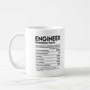 Mug Cadeau pour l'ingénieur Étiquette nutritionnel