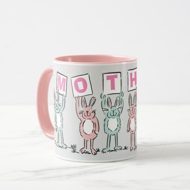 Mug Cadeau pour mère avec lapins amusants (Devant gauche)