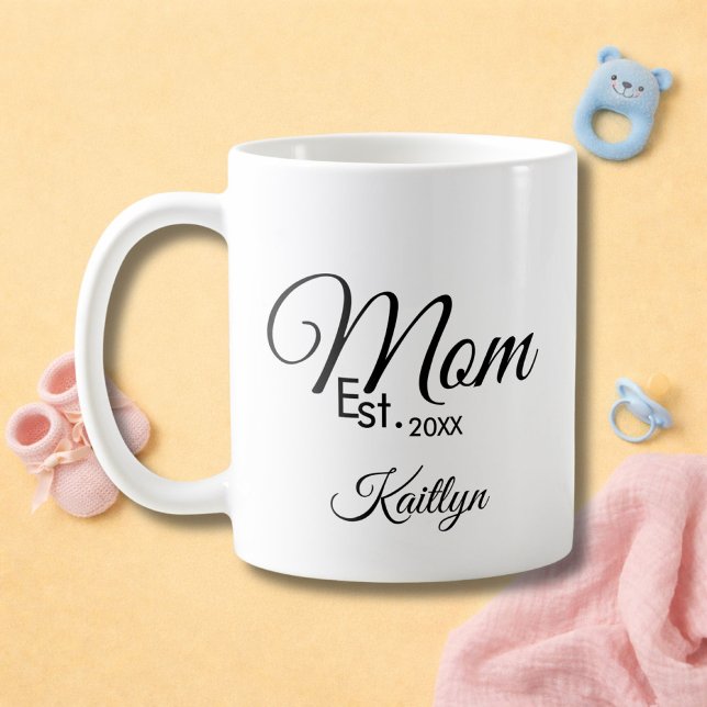 Mug Cadeau pour nouvelle maman établie écriture noire (Créateur téléchargé)