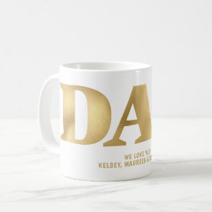 Mug Cadeau pour papa avec des noms d'enfants Or