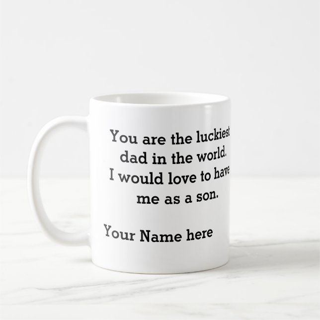 Mug Cadeau pour papa de son-Luckiest papa dans le mond (Gauche)
