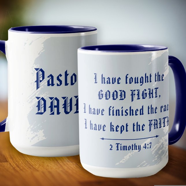 Mug Cadeau pour pasteur Bonne lutte Écriture (Créateur téléchargé)