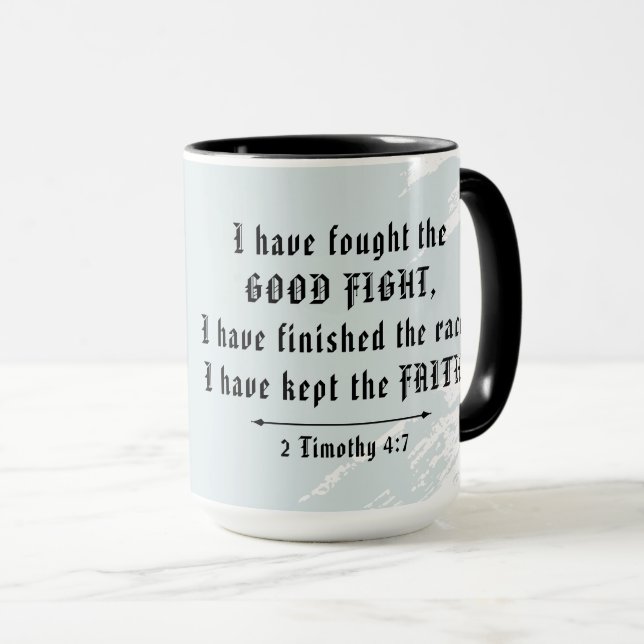 Mug Cadeau pour pasteur Écriture bonne lutte (Devant droit)