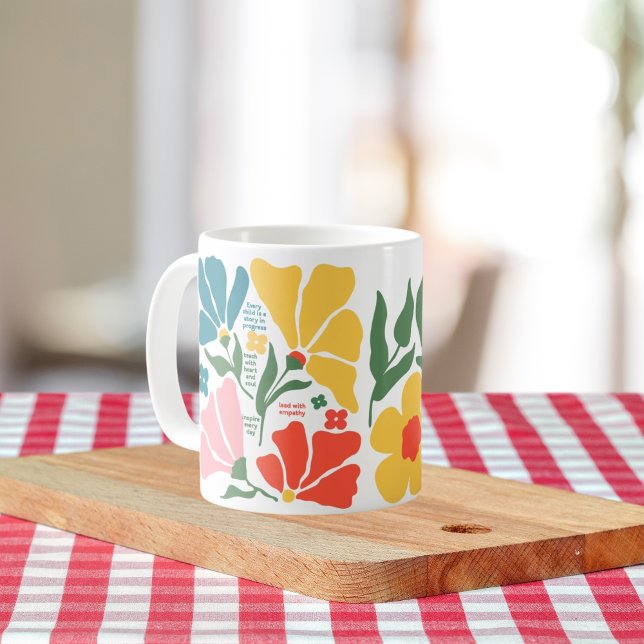 Mug Cadeau pour professeur de Fleurs Abstraites Modern (Créateur téléchargé)