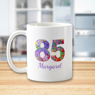 Mug Cadeau pour son 85e anniversaire Fleurs 85 Personn