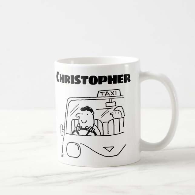 Mug Cadeau pour un chauffeur de taxi avec nom (Droite)