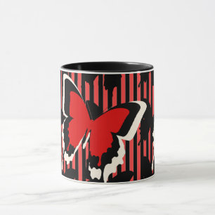 Mug Cadeau rayure papillon rouge pour pendaison de cré