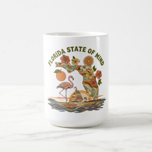 Mug Cadeau Rétro de Floride État d'Esprit Flamant Rose