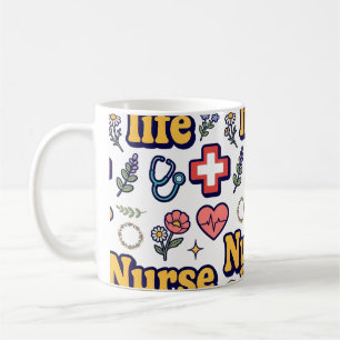 Mug Cadeau Rétro Icônes Médicales Vie d'Infirmière
