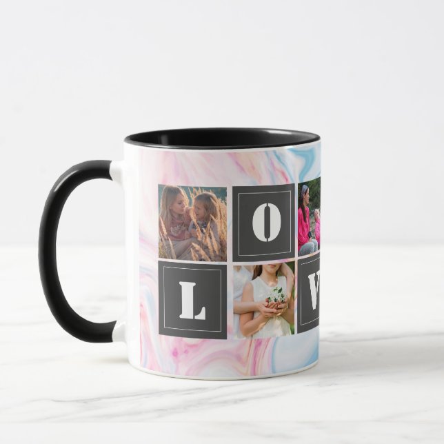 Mug cadeau rose moderne en marbre doré gris mère (Gauche)