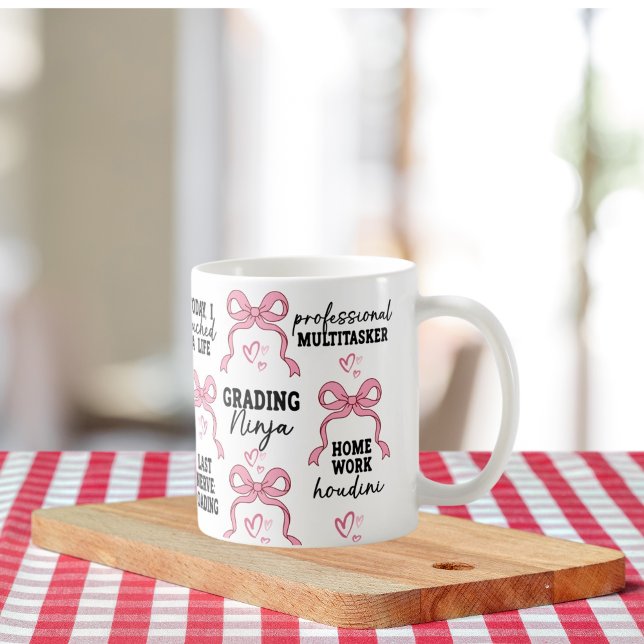 Mug Cadeau Ruban Rose Coquette avec Affirmation Positi (Créateur téléchargé)