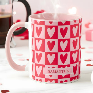 Mug Cadeau Saint-Valentin Cœurs Rouge Cerise Classique