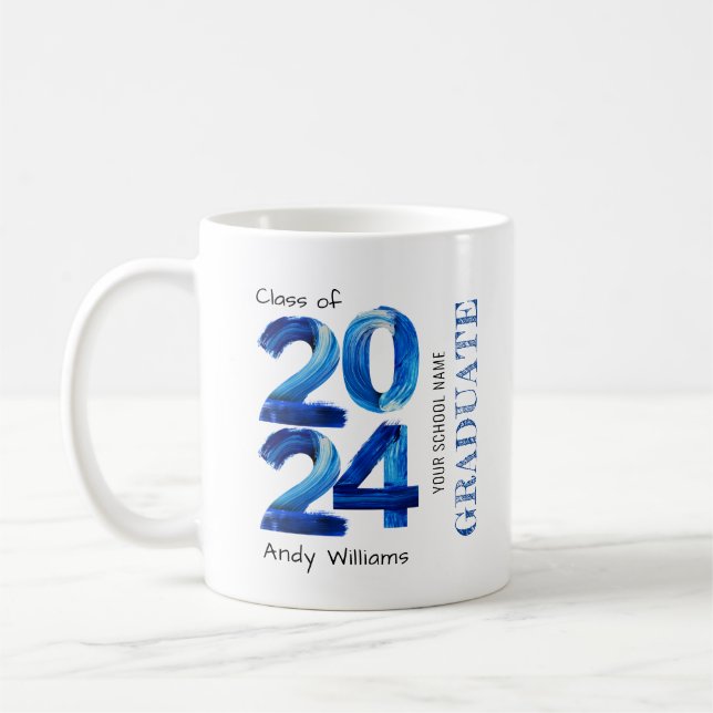 Mug Cadeau tendance 2024 Graduation Bleu (Gauche)