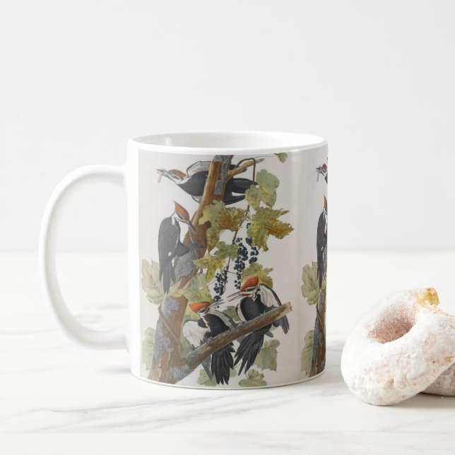 Mug Cadeau vintage Audubon Pileated Woodpecker Peintur (Avec donut)