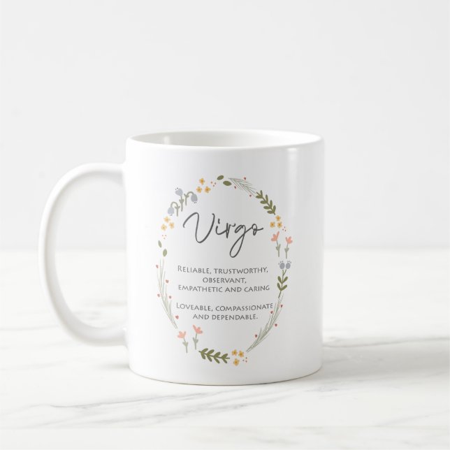 Mug Cadeau Virgo Septembre Anniversaire Personnalisé (Gauche)