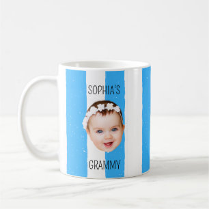 Mug Cadeau visage bébé personnalisé rayé pour nouveaux