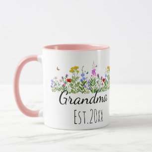 Mug Cadeaux d'annonce de bébé grand-mère florale Ét 20