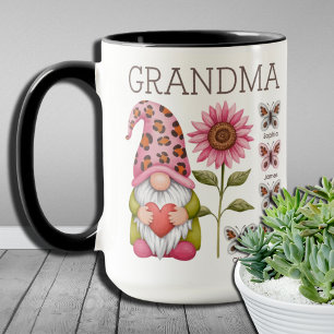 Mug Cadeaux de coeur Grand-mère Noms des enfants, mama