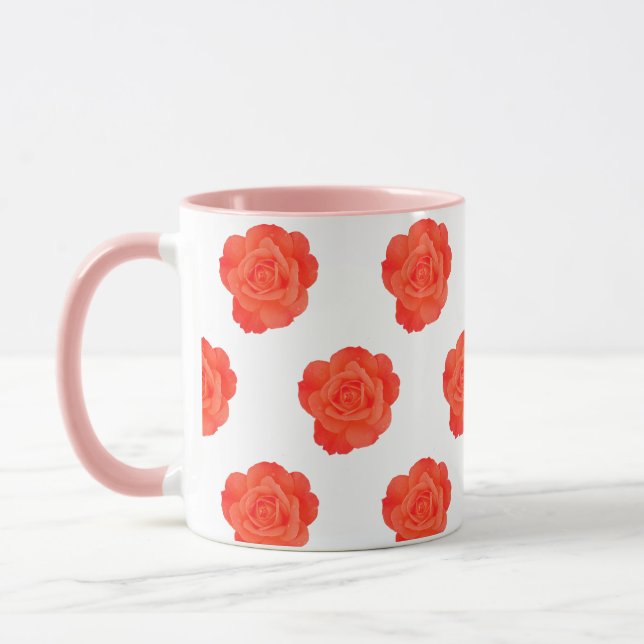 Mug Cadeaux de Faveurs d'Art Personnalisé Fleurs Rose  (Gauche)