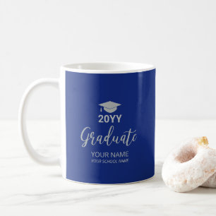 Mug Cadeaux de fin d'études personnalisés Argent et Bl