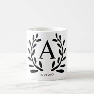 MUG CADEAUX DE GARÇON DE NOCE MONOGRAMMÉS ANNÉE DATE N