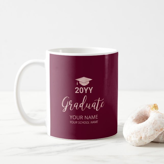 Mug Cadeaux de graduation personnalisés rose Gold & Bu (Avec donut)
