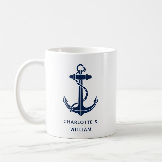 Mug Cadeaux de mariage de plage d'ancre de bateau (Gauche)