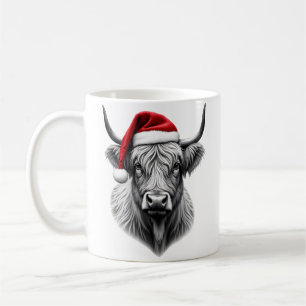 Mug Cadeaux de Noël Bébé Vache Highland Mignon Santa X