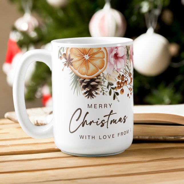 Mug Cadeaux de Noël rustique hiver agrumes botanique (Christmas gifts rustic winter citrus botanical coffee mug Christmas gifts for mom)