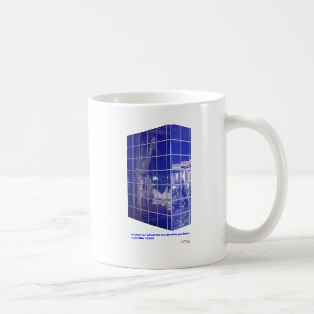 Mug Cadeaux de réflexion de carreaux bleus de Hot Spri (Droite)