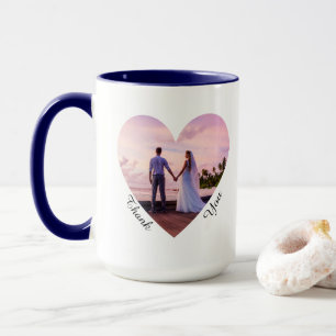 Mug Cadeaux de remerciement de mariage photo cœur bleu