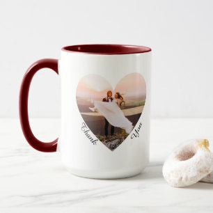 Mug Cadeaux de remerciement de mariage photo cœur bord