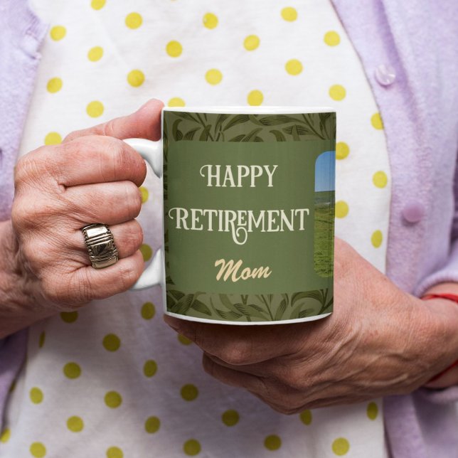 Mug Cadeaux de retraite heureux personnalisés pour mam (Personalized Happy Retirement Gifts for Mom Green Coffee Mug)