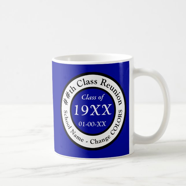 Mug Cadeaux de réunion de classe personnalisés, bleu e (Droite)
