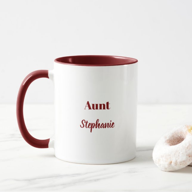 Mug Cadeaux de Tante Nom Personnalisé Bordeaux Rouge B (Avec donut)