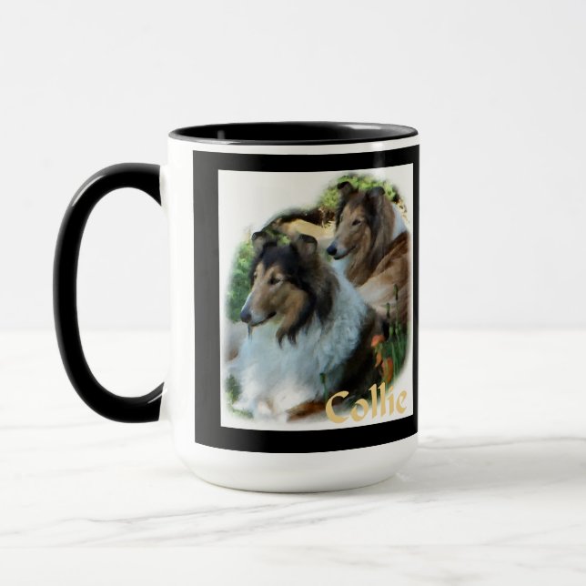Mug Cadeaux de verres à collie brut Art (Gauche)