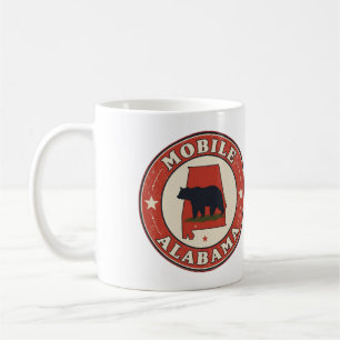 Mug Cadeaux de Vintage Mobile ville, Alabama