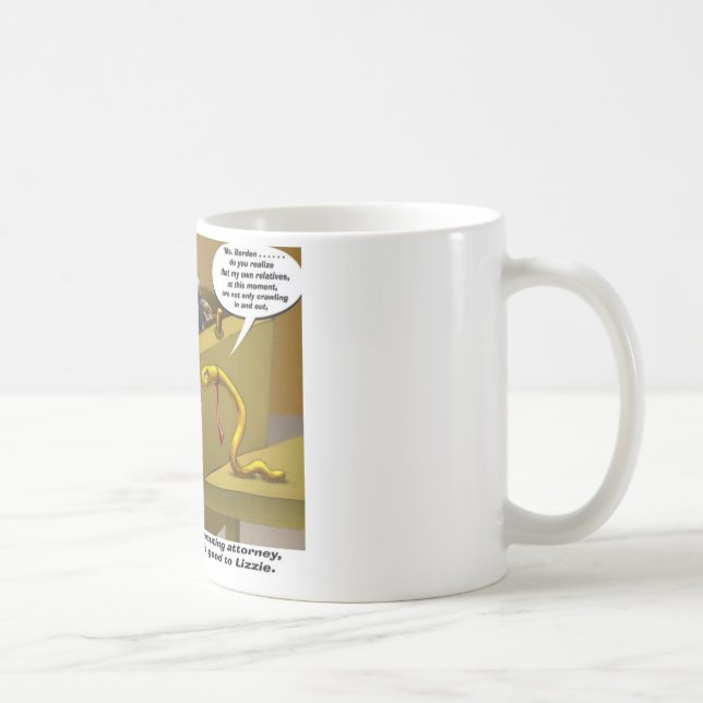 Mug Cadeaux drôles de dessin animé du procès de Lizzie (Droite)