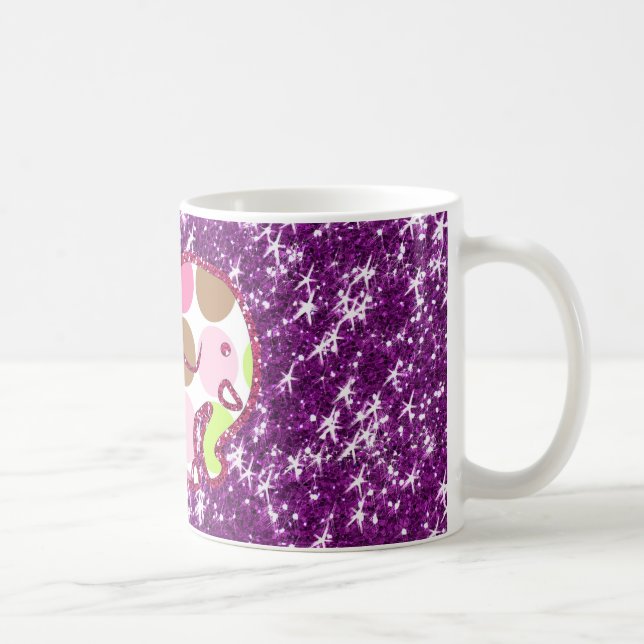 Mug Cadeaux Girly pourpres scintillants d'éléphant de (Droite)