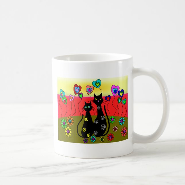 Mug Cadeaux noirs d'art d'amoureux de les chats (Droite)